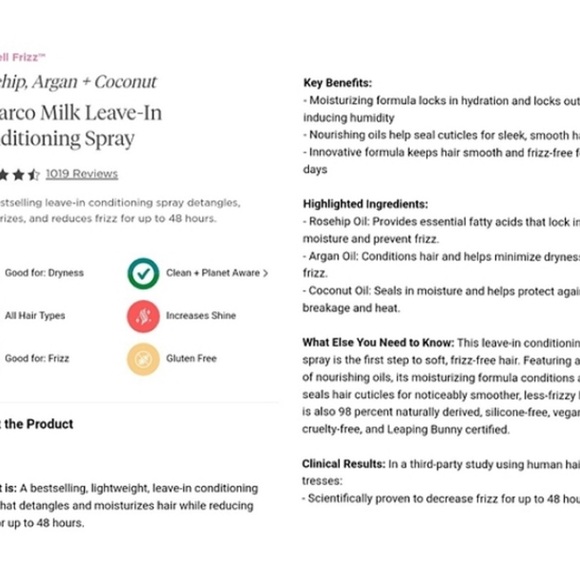 BRIOGEO Farewell Frizz Rosarco Milk Leave-in Conditioning Spray - Picture 5 of 5